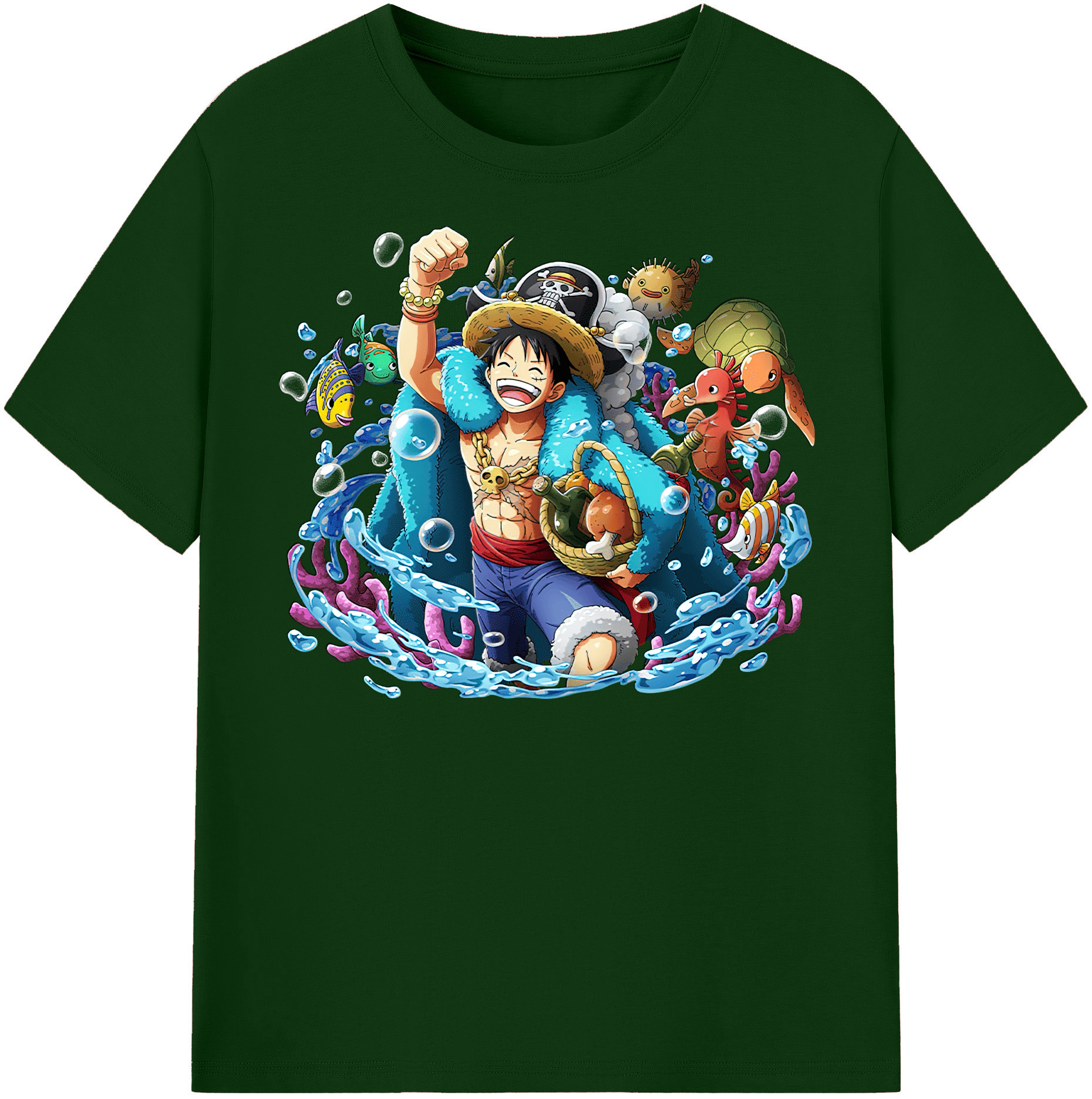 ワンピース モンキー・D・ルフィ ONE PIECE Monkey D. Luffy 綿100％半袖Tシャツ（フロントプリント）